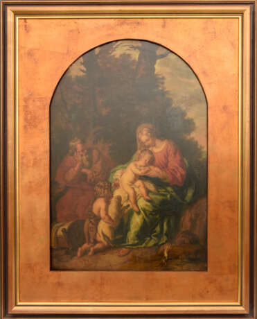 UNBEKANNTER KÜNSTLER, "Die heilige Familie", Öl auf Holz, gerahmt als Altarbild - фото 1
