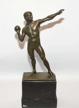 "KUGELSTOSSER", Bronze und Marmor, 1. Hälfte 20. Jahrhundert - Foto 3
