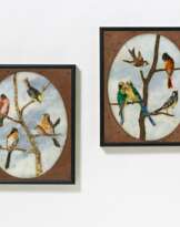 Paar Pietra dura Platten Vögel auf Zweigen