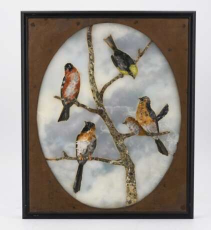Italien. Paar Pietra dura Platten Vögel auf Zweigen - photo 4