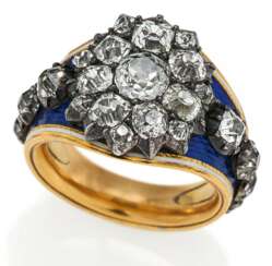 Historischer Diamant-Email-Ring