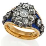 Historischer Diamant-Email-Ring - Foto 1