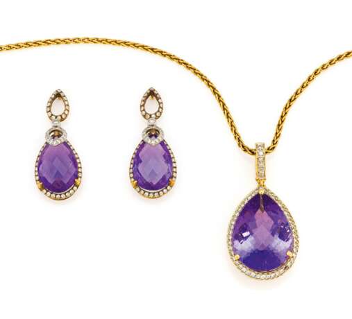 Amethyst-Set: Collier und Ohrhänger - photo 1