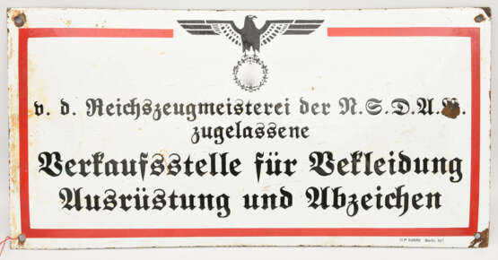 BLECHSCHILD DRITTES REICH, bedrucktes emailliertes Blech, späte 1930-er Jahre - Foto 1