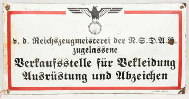 BLECHSCHILD DRITTES REICH, bedrucktes emailliertes Blech, späte 1930-er Jahre