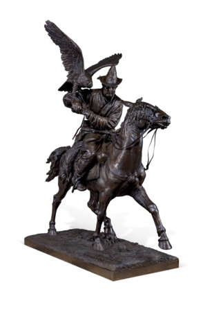 A MONUMENTAL AND VERY RARE BRONZE MODEL OF A KIRGHIZ WITH A ... - photo 1