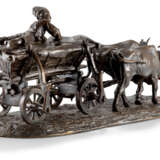 A BRONZE MODEL OF A CHUMAK RIDING ON AN OXCART - photo 2