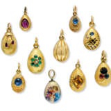 TEN JEWELLED GOLD AND PORCELAIN EGG PENDANTS - photo 1