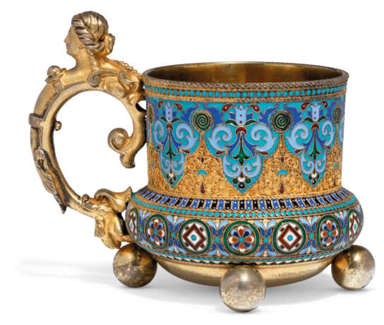 A SILVER-GILT AND CLOISONNÉ ENAMEL TEA-GLASS HOLDER - photo 2