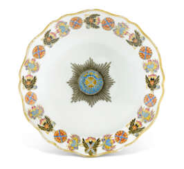 A PORCELAIN SOUP PLATE FROM THE SERVICE OF THE ORDER OF ST A...
