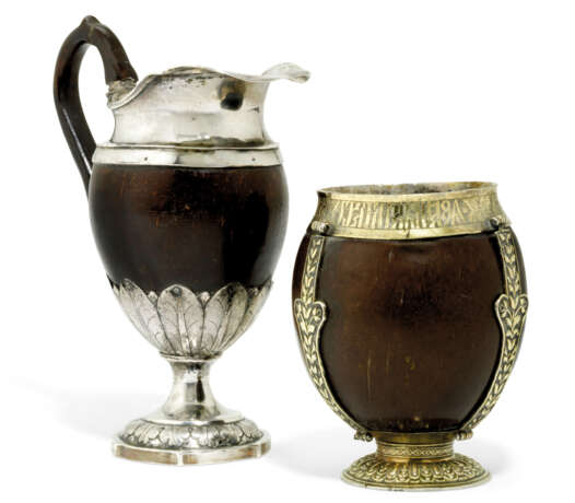 A SILVER-MOUNTED COCONUT EWER AND BRATINA - photo 1