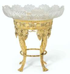 A GEORGE III SILVER-GILT AND CUT-GLASS CENTREPIECE