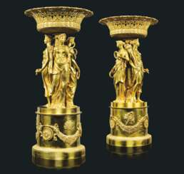A PAIR OF LARGE FRENCH ORMOLU CENTREPIECES