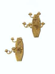 A PAIR OF EMPIRE ORMOLU FIVE-LIGHT WALL-LIGHTS