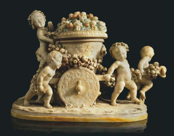 AN ITALIAN ALABASTER CHARIOT, FITTED AS A LAMP - photo 1