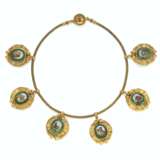  AN ITALIAN GOLD-MOUNTED NECKLACE SET WITH MICROMOSAIC PLAQUES - Foto 1