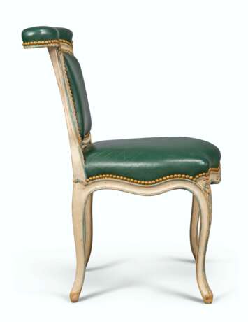 A PAIR OF LOUIS XV GREY AND GREEN-PAINTED CHAISES VOYEUSES - photo 2
