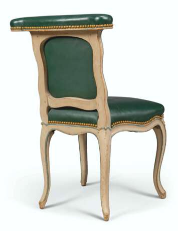 A PAIR OF LOUIS XV GREY AND GREEN-PAINTED CHAISES VOYEUSES - фото 3