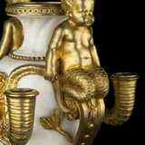 Beurdeley, Alfred. A PAIR FRENCH ORMOLU AND WHITE MARBLE FOUR-LIGHT CANDELABRA - photo 3