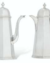 AN ELIZABETH II SILVER COFFEE POT AND HOT MILK JUG