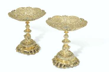 TWO VICTORIAN SILVER-GILT COMPORT STANDS