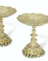 TWO VICTORIAN SILVER-GILT COMPORT STANDS