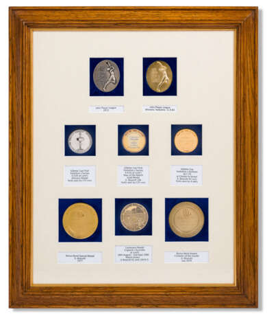A FRAMED DISPLAY OF EIGHT PRESENTATION CRICKET MEDALS, COMPRISING: - фото 1