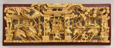 WANDBILD, beschnitztes und lackiertes Holz vergoldet, China Mitte 19. Jahrhundert