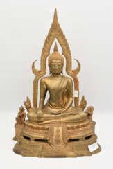 BUDDHA, vergoldetes Metall, Thailand 20. Jahrhundert