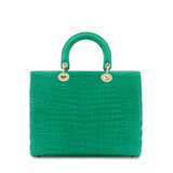 DIOR. A HAUTE MAROQUINERIE SHINY GREEN POROSUS CROCODILE LARGE LADY D WITH GOLD HARDWARE - фото 3