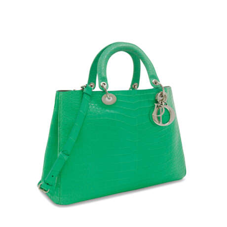 DIOR. A MATTE GREEN NILOTICUS CROCODILE LARGE LADY D WITH SILVER HARDWARE - фото 3