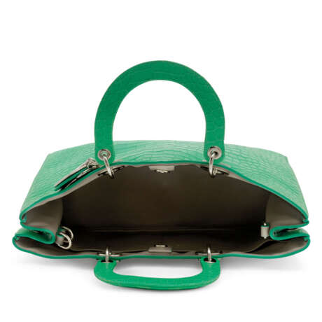DIOR. A MATTE GREEN NILOTICUS CROCODILE LARGE LADY D WITH SILVER HARDWARE - фото 6