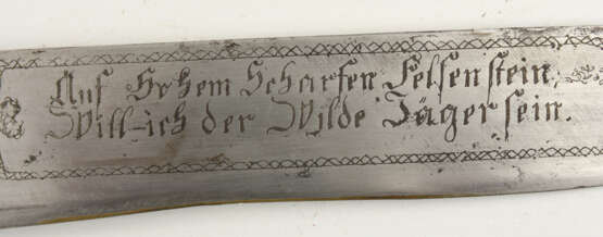 JÄGERMESSER/BRAXE, Hirschhorn, Leder, Messing,Stahl, wohl Bayern 2. Hälfte 19. Jahrhundert - фото 4