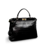 FENDI. A MATTE BLACK ALLIGATOR LARGE PEEKABOO WITH SILVER AND GOLD HARDWARE - фото 2