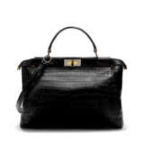 FENDI. A MATTE BLACK ALLIGATOR LARGE PEEKABOO WITH SILVER AND GOLD HARDWARE - фото 3
