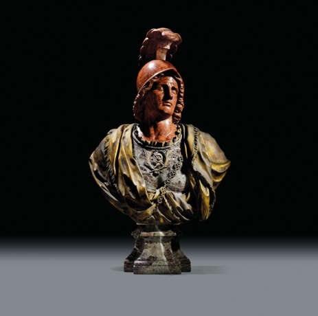 A LIFESIZE FRENCH ORMOLU-MOUNTED POLYCHROME MARBLE BUST OF A... - Foto 1