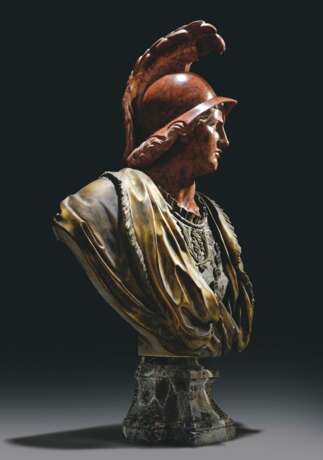 A LIFESIZE FRENCH ORMOLU-MOUNTED POLYCHROME MARBLE BUST OF A... - photo 2