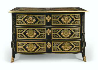 A LOUIS XIV ORMOLU-MOUNTED EBONY, BRASS AND PEWTER 'BOULLE' ...