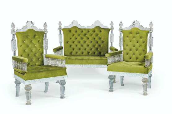 A THREE-PIECE CUT AND MOLDED-GLASS SALON SUITE - photo 1