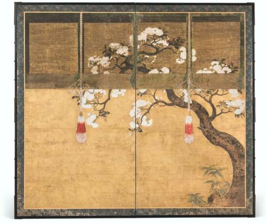 A JAPANESE TWO-PANEL FOLDING SCREEN - photo 1