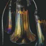 Tiffany Studios. A SEVEN-LIGHT 'LILY' FAVRILE GLASS AND PATINATED BRONZE TABL... - Foto 8