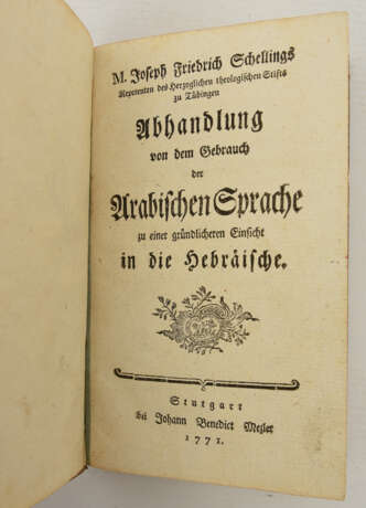 JOSEPH FRIEDRICH SCHELLINGS:"ABHANDLUNG V.D. GEBRAUCH D. HEBRÄISCHEN SPRACHE", gebundene Ausgabe, Stuttgart 1771 - Foto 2