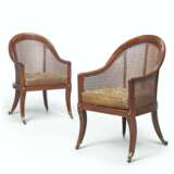 A PAIR OF REGENCY MAHOGANY AND CANED BERGERES - photo 1