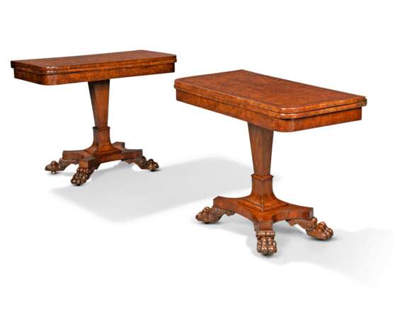 A PAIR OF GEORGE IV BROWN OAK GAMES TABLES - photo 1