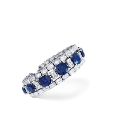 IMPORTANT SAPPHIRE AND DIAMOND BRACELET - фото 1