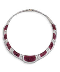 RARE RUBY AND DIAMOND ‘MYSTERY-SET’ NECKLACE, VAN CLEEF & AR...