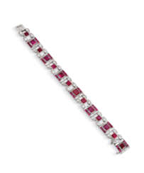 ART DECO RUBY AND DIAMOND BRACELET, CARTIER