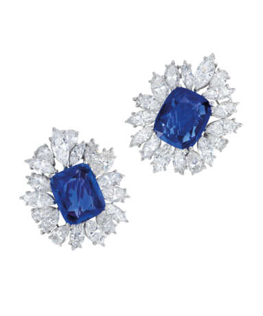 SAPPHIRE AND DIAMOND EARRINGS - фото 1