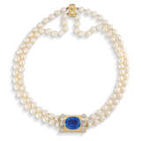 SAPPHIRE, DIAMOND AND CULTURED PEARL NECKLACE - Foto 1