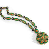 Van Cleef & Arpels. RARE CHRYSOPRASE, CORAL, ONYX AND DIAMOND PENDENT NECKLACE, ... - фото 2